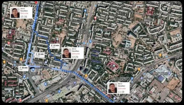 Xarita yordamida jinoyatchining marshrutini aniqlash